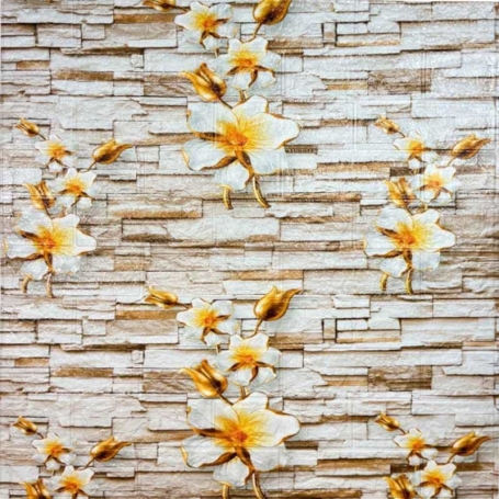 Самоклеюча 3D панель цегла абрикос 700x770x3мм 