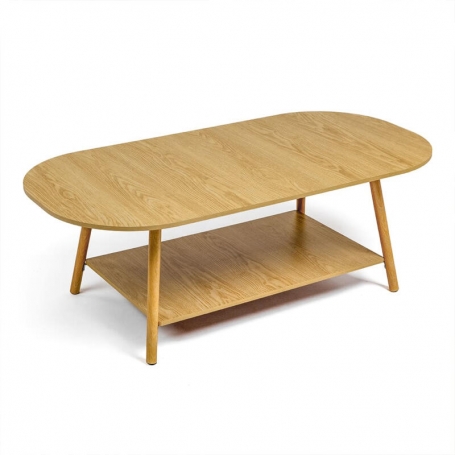 Столик кофейный овальный двухъярусный 120×60×41,5 см WOOD BROWN