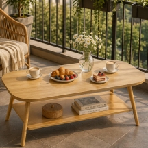 Столик кофейный овальный двухъярусный 120×60×41,5 см WOOD BROWN SW-00003363