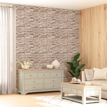 Самоклеющаяся 3D панель под кирпич бежевый песчаник новый 700x770x2мм