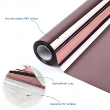 Зеркальная солнцезащитная плёнка для окон Бронза 600х10000х0,08 мм SW-00002716