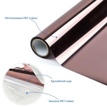Зеркальная солнцезащитная плёнка для окон Бронза 600х3000х0,08 мм SW-00002721