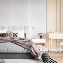 Самоклеющаяся 3D панель белая стеновая 700x690x5мм SW-00003305