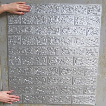 Самоклеющаяся 3D панель под серебряный кирпич 700x770x5мм