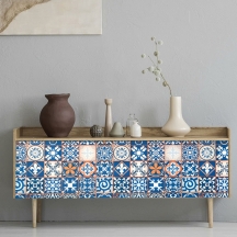 Самоклеюча плівка вінтажна синя мозаїка 0,45х10м 