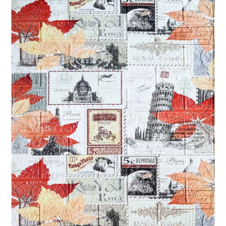 Самоклеюча декоративна 3D панель осінні листя 700x770x5 мм