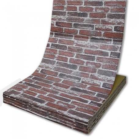 Самоклеющаяся 3D панель под красный екатеринославский кирпич в рулоне 20000X700X3ММ